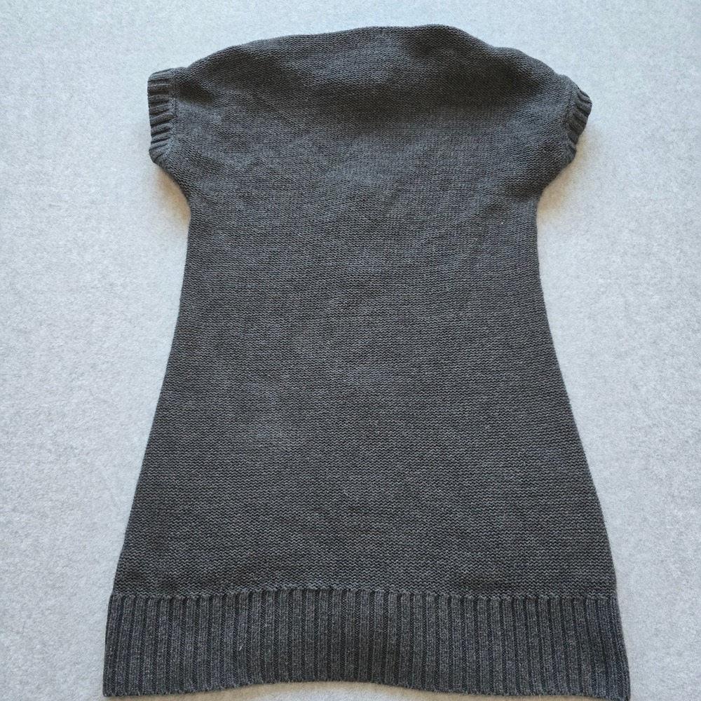 Gap Women Charcoal Cable Knit Sleeveless Cardigan Shawl Collar Pockets Y2K Small - Picture 7 of 7